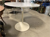 Mid Century Pedestal Dining Table With Marble Top