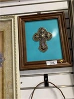 Framed Cross Wall Art- Made of Jewelry Piece,
