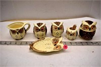 Ceramic Owl Creamer Set