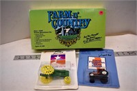 2 Small Toy Tractors and a Farm Trivia Game
