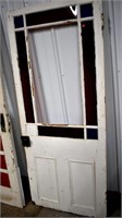 Vintage Wooden Door 31" x 73" (Stained Glass -2