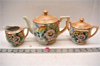 Floral lusterware tea set (moderate paint wear on