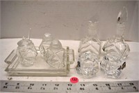 Vintage table condiment set and crystal
