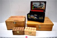 Assortment of wooden jewelry boxes
