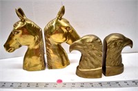 2 Sets of Brass bookends