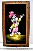 Vintage black velvet painting of Mickey Mouse