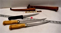 3 - Filleting Knives (2 Made in Finland)