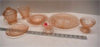 7 Pieces Pink Depression Glass