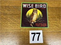 New old stock Wise Bird crate label