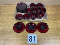 Lot of 12 Arcoroc Luminarc Ruby Red cups and sauce