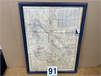Framed road map of Idaho
