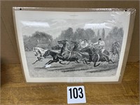 Antique Harper's Weekly polo-pony tandem race page