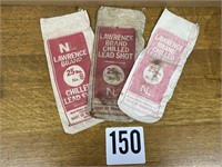 Lot of 3 vintage Lawrence Brand lead shot bags