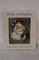 Fitz & Floyd : Sugar Plum Santa Glass Ornament