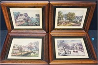 Set of 4 Currier & Ives Framed Prints