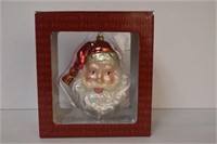 Fitz & Floyd : Santa Face Glass Ornament