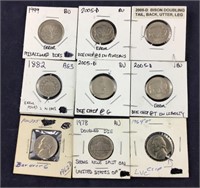 Nine Assorted U.S. Coins That Have A Variety Of