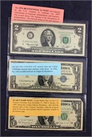 Three Pieces Of Currency: Bicentennial $2,