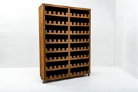 Large 80-Bottle Wood Wine Rack on Casters
