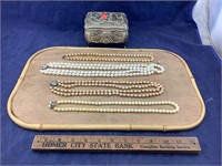 Small Jewelry Chest With Pearl Strands