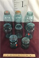 Vintage Blue Ball Mason Jars Some With Lids