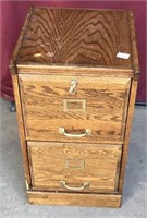 Oak Two Drawer File Cabinet With Key