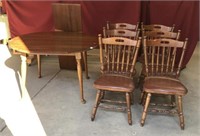 Table, Two Leaves, And Six Chairs