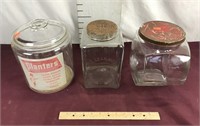 Three General Store Jars with Lids, Planters,