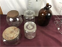 Four General Store Jars with Lids, Gallon