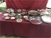 Assorted Silverplate Serving Trays etc
