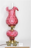 Vintage Cranberry Glass Lamp - Possibly Fenton