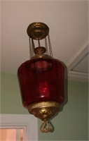 Vintage Ruby Red Glass Light Fixture