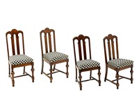 Classic 4pc Vintage Wood-Frame Dining Chairs