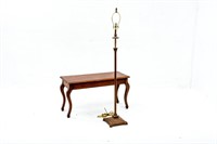 French Provincial Style Wooden Piano Bench & Lamp
