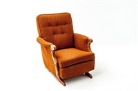 Retro Rust-Colored Upholstered Rocking Chair
