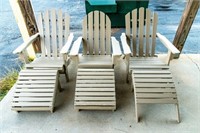 (3) Adirondack Style Patio Chairs with Ottomans