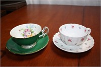 2 cups & saucers, 1 Spode, 1 Foley