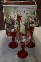 Painted glass Candle Holders