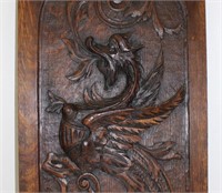 antique winged dragon carved oak panel wall decor