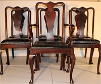 Lot 7 antique English solid mahogany dining chairs