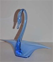 Duncan Miller Blue Opalescent Sylvan Swan Bowl