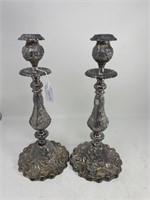 Pair of Silver Over Brass candle Holders