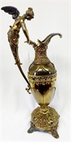 Brass Fairy Pitcher Sculpture 22" Tall