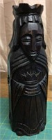 15" carved wood wine bottle holder