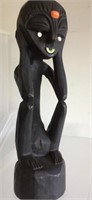 16" Wood statue of seated man