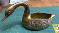 Solid brass swan planter