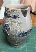 German pottery pitcher with blue glaze