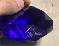 Oleg Cassini cobalt blue glass paperweight