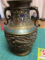10" Lacquer painted brass jug from Japan