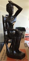 25" Statue of seated drummer, Carved wood